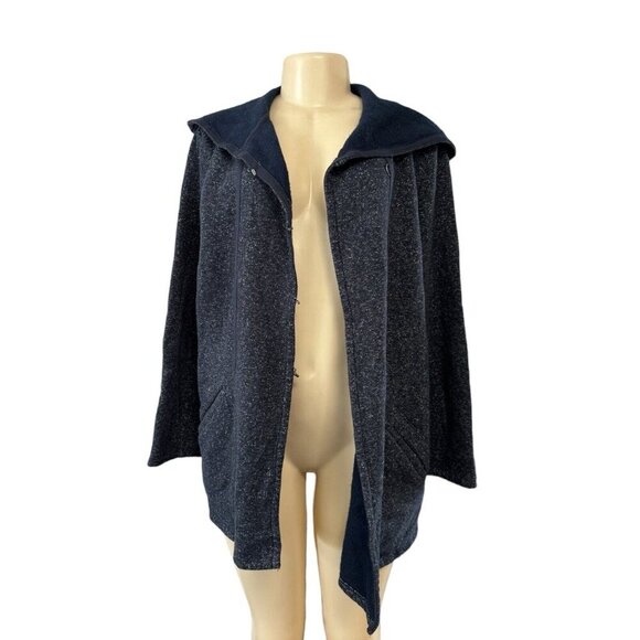 Max Studio Weekend Blue Cotton Jacket Asymmetrical Long Loungewear Sweatshirt M - Picture 2 of 11